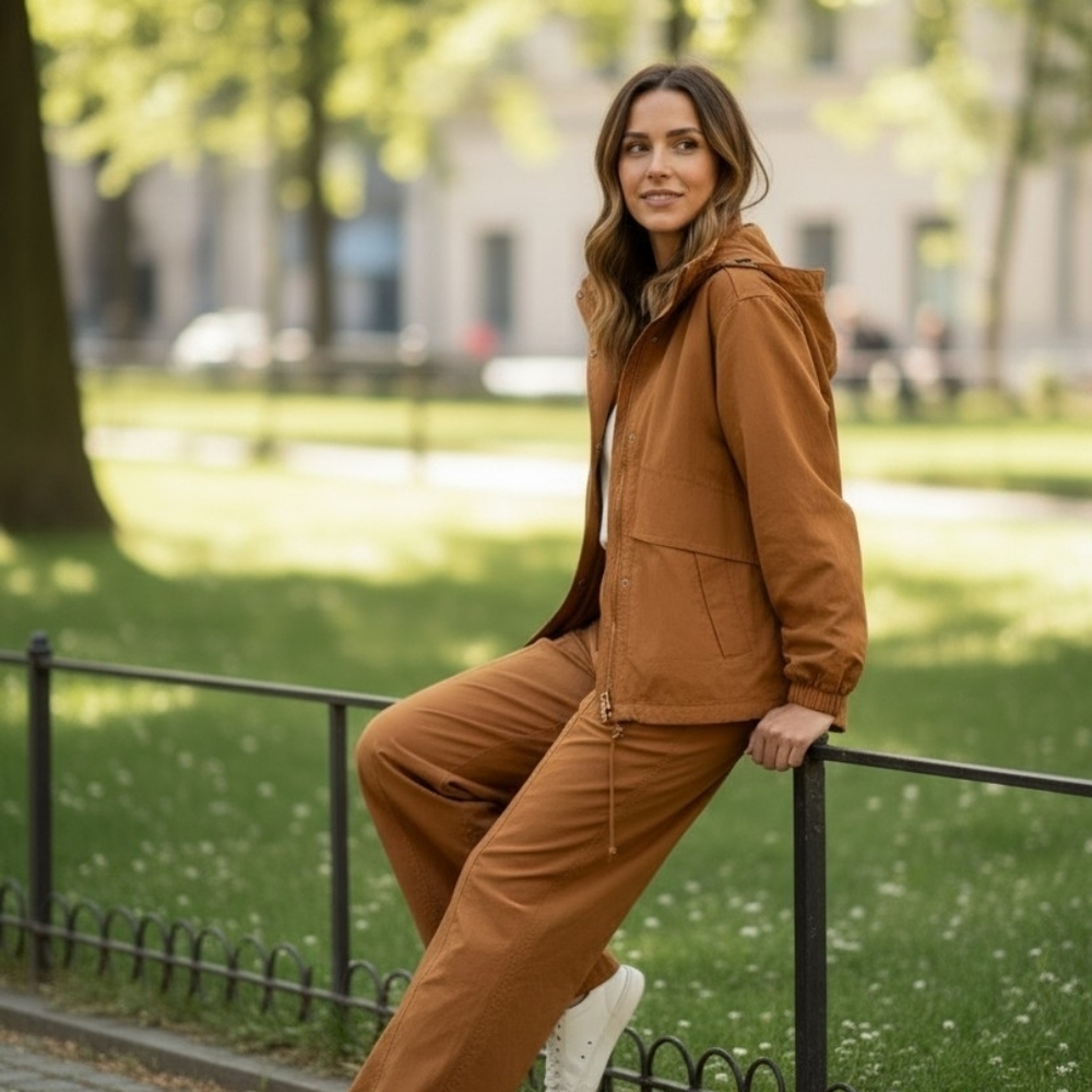 NWOT Puma Women's Brownish Rust 2 Piece Jacket/Pants Set
